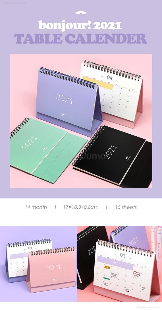 2021 Desk Calendar M 4colors / Pink Calendar / Simple | Etsy