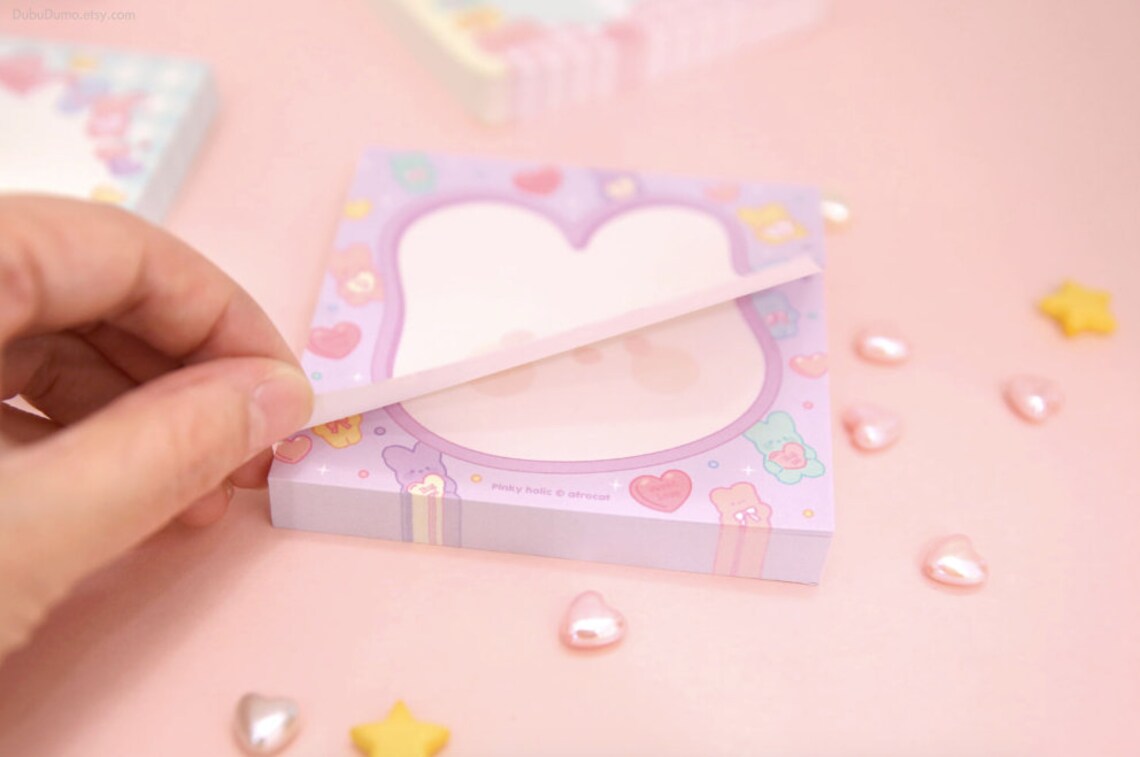 Pink Memo Pad / Colorful Notepad / Notepads / Scrapbooking / Etsy