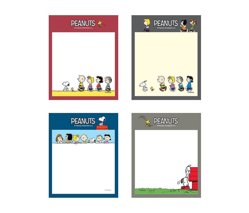 Peanuts Sticky Notes 4Types / Charlie Brown, Sally Brown, Snoopy Memo Pad / Colorful Notepad / Scrapbooking / School Supplies / Diary image 1