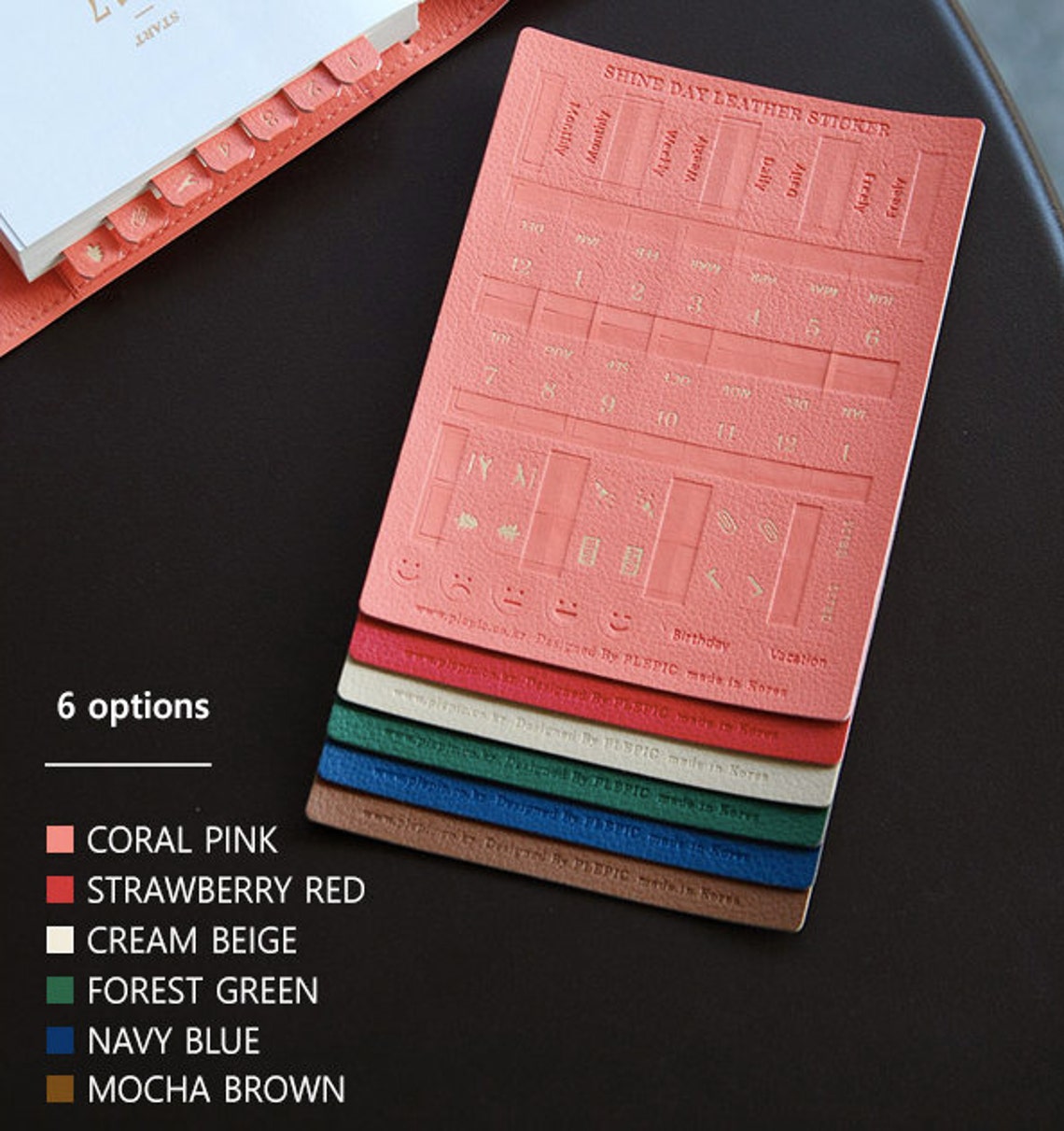 Leather Index Stickers VER.3 6colors / Tabs Stickers / Etsy UK