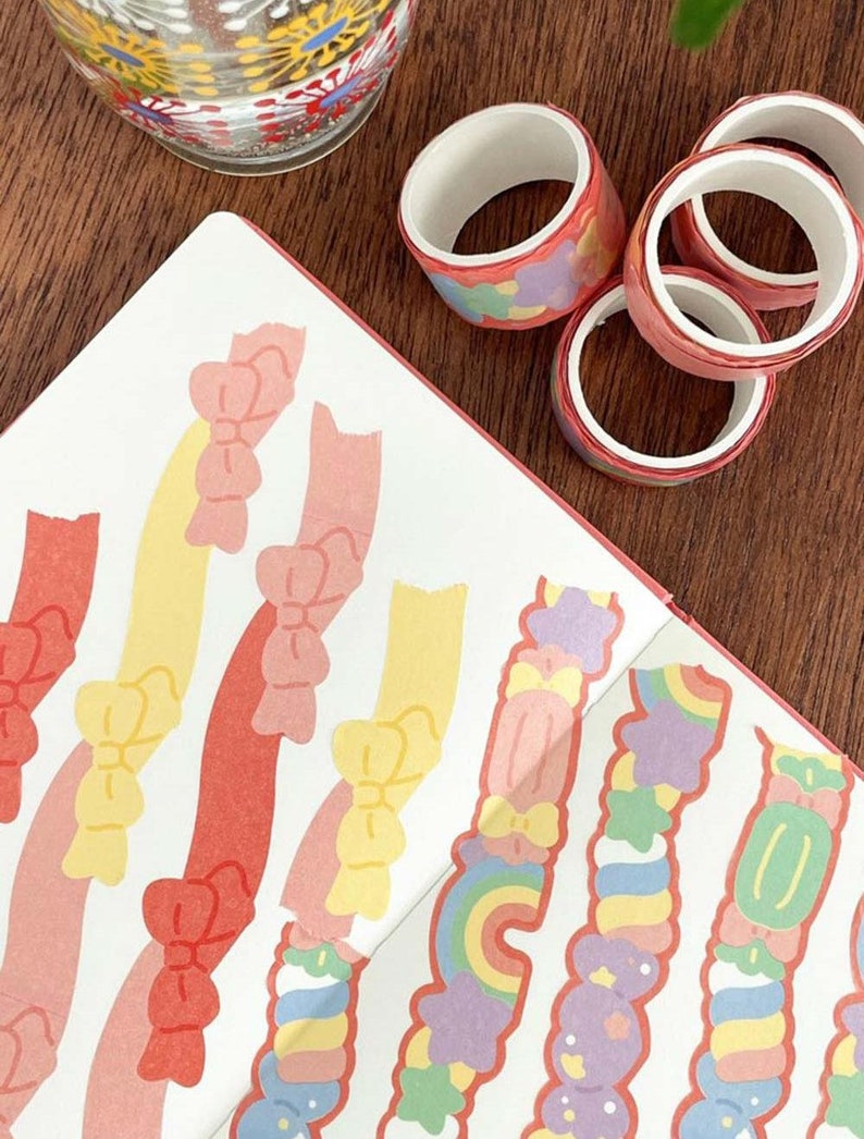 DIY Cut Washi_Ribbon 2types / Masking Tape / Scrapbooking / Decoration / Planner Stickers / Planner Tape / Journal / School Sticker image 6