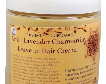 Amla Lavender Chamomile Leave-in Hair Cream  w/ Shea Butter, Shikakai, Neem, Brahmi and Honey (Deep Conditioner)