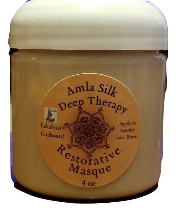 Amla Silk Deep Therapy Restorative Hair Masque 4 oz or 8 oz w/Shikakai, Neem, Brahmi, Honey (Deep Conditioner)