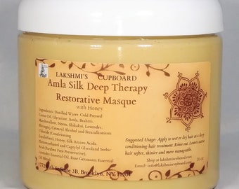 Amla Silk Deep Therapy Restorative Hair Masque 16 oz w/Shikakai, Neem, Brahmi, Honey (Deep Conditioner)