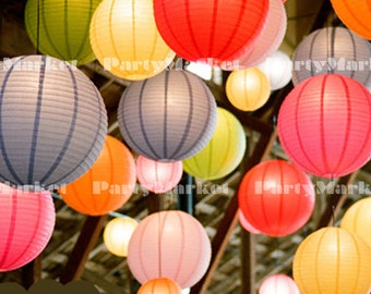 25 colors Paper lantern Round Hanging Tissue Chinese Paper Lantern 8"10" 12" 16" 20" for wedding party birthday baby shower home decorations