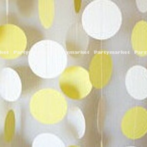 5X of 10ft Yellow & White Circle Dots Paper Garland Party Home Decoration Confetti Banner Arts Craft DIY Floral Birthday Wedding Decoration