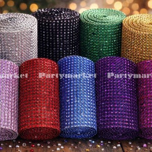 4.75" x 10Yards - Diamond Mesh Wrap Roll Sparkle Rhinestone Crystal Ribbon for Wedding Cake Centerpiece DIY Crafts Party Decor Supplies