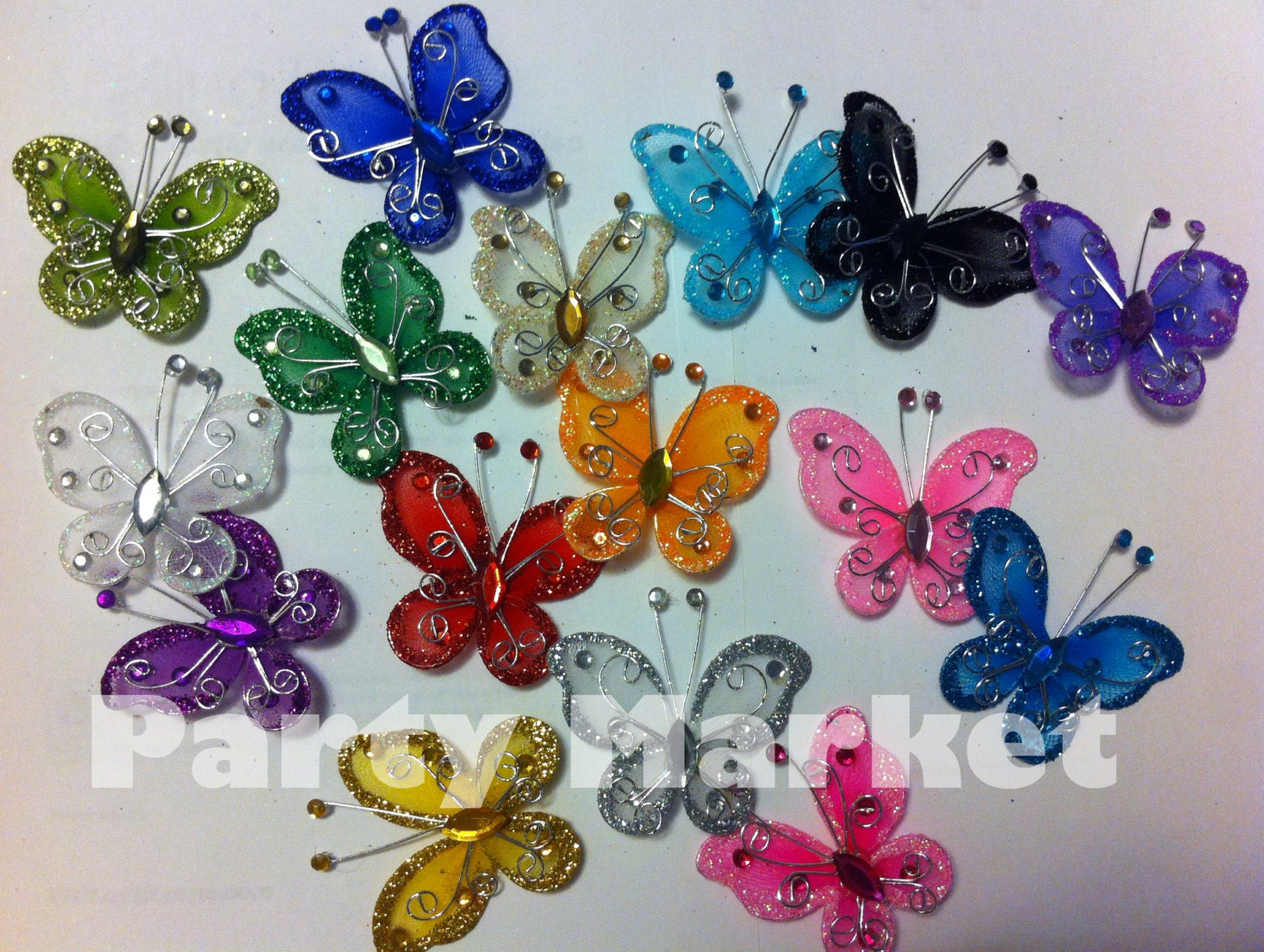20 PCS 2" - Organza Tulle Nylon Butterflies Design Craft Wedding Party Floral Arts DIY Table Scatter Decoration