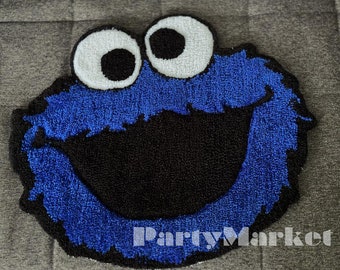 Handmade Cookie Monster Tufted Rug Logo Sesame Street Housewarming Christmas  Birthday Wedding Gift Bedroom Aesthetics Rug Wall Decoration