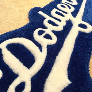 Dodger Rug Handmade LA Dodgers Tufted Rug Logo Blue and White, Housewarming ...