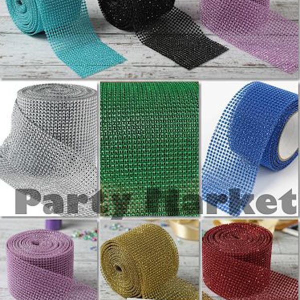 4.75" x 30ft - 9 colors - Diamond Mesh Wrap Roll Sparkle Rhinestone Crystal Ribbon for Wedding Centerpiece Party Decoration DIY Crafts Decor