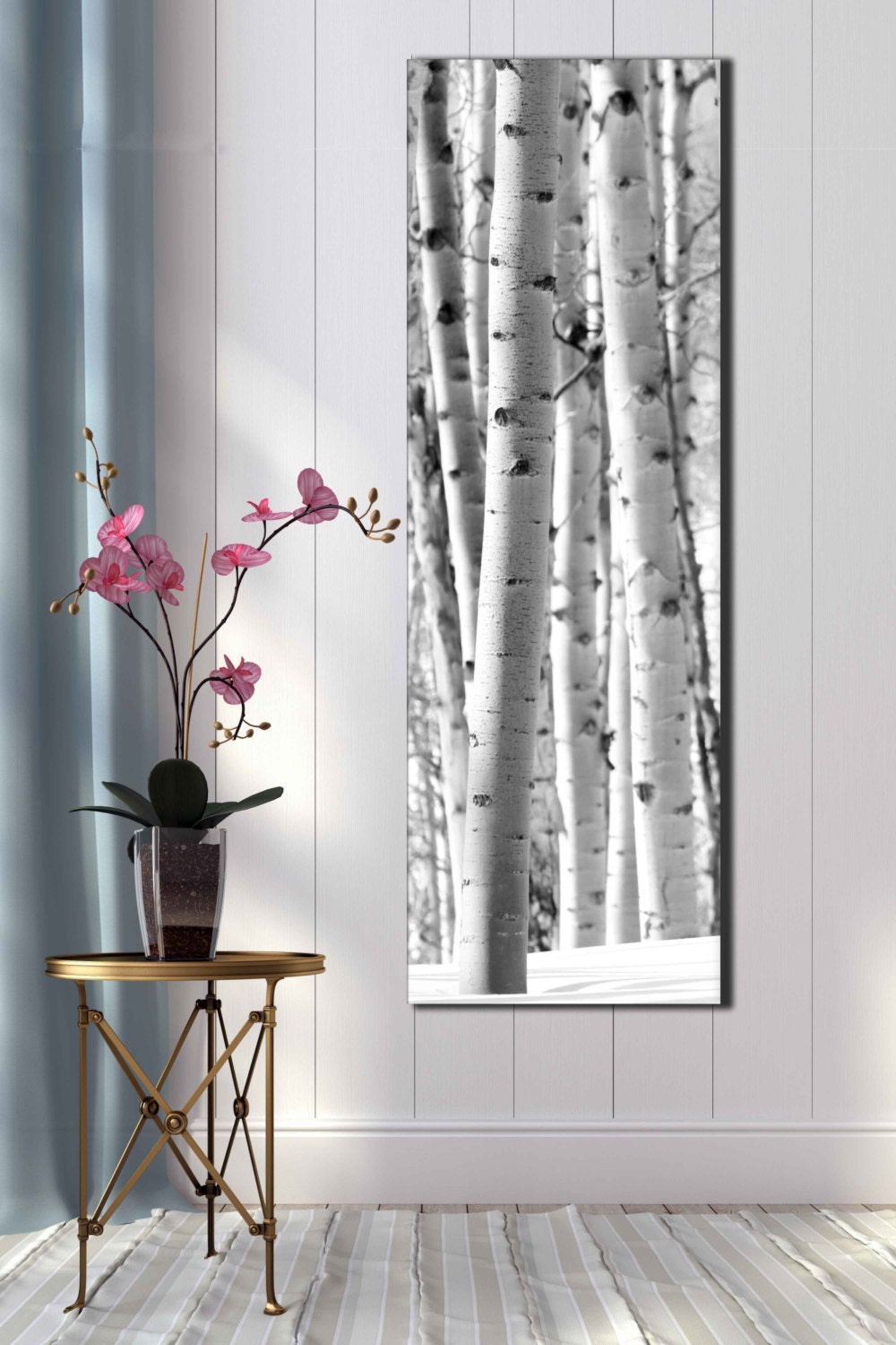 Tall 20x60 inch black and white snow aspen photograph ... on Large Wall Sconces 30 Inches And More id=41153