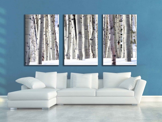 winter wonderland snow scene large three panel canvas print etsy