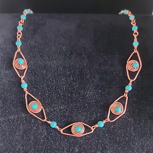 Copper and Turquoise Eye Necklace