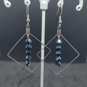 Square Crystal Dangle Earrings