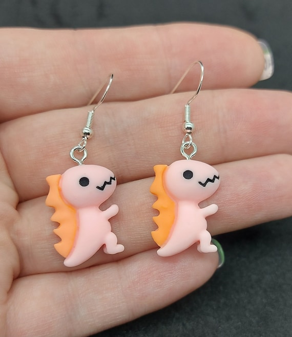 Cute Pink Dino Earrings
