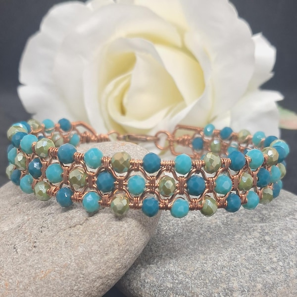 Woven Crystal Copper Bangle