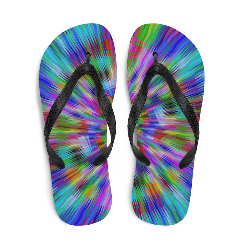 Tie Dye Flip Flops Psychedelic Flip-Flops Sandals Fantasy Clothing Festival Shoes Mind Trip Trippy Groovy Hippie