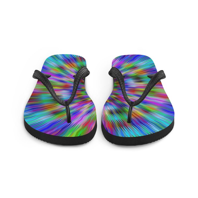 Tie Dye Flip Flops Psychedelic Flip-Flops Sandals Fantasy Clothing Festival Shoes Mind Trip Trippy Groovy Hippie