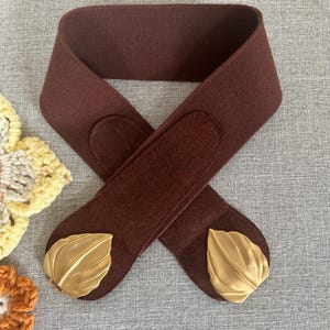 Vintage Axcess Brown Stretch Belt With Suede Detail, Gold  display picture 1