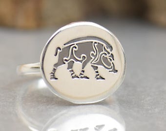 Sterling silver Gullinbursti ring.Viking.Norse Boar.Artisan handmade.Old Norse Mythology.Rings for men or women,handmade spiritual,nature