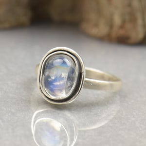 Sterling silver and Moonstone gemstone ring.Artisan handmade ring.Handmade rustic jewelry.Raw ring