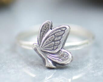 Sterling silver Butterfly ring.Halloween Ring. Cicada ring Mystery magic jewelry.Artisan handmade ring.Halloween jewelry.Moth.Insect Ring
