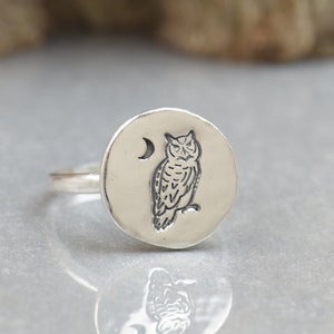 Sterling silver Owl ring.Insect Ring. Cicada ring Mystery magic jewelry.Artisan handmade ring.Halloween jewelry.Owl.Insect Ring