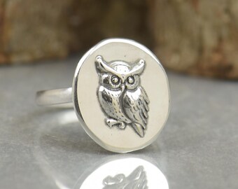 Sterling silver Owl ring.Insect Ring. Cicada ring Mystery magic jewelry.Artisan handmade ring.Halloween jewelry.Owl.Insect Ring