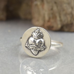 Sterling Silver Sacred Heart Ring Sacred Heart  Sacre Couer Catholic jewelry