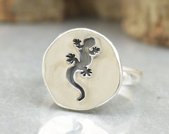 Sterling silver gecko lizard ring ring.Artisan handmade.Rings men or women.nature ring, handmade spiritual, animals lovers, animal