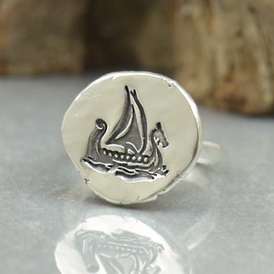 Sterling Silber Wikinger Drakkar Schiff Ring.Handgefertigt.Keltischer Ring