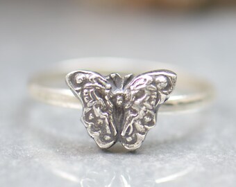 Sterling silver Butterfly ring.Halloween Ring. Cicada ring Mystery magic jewelry.Artisan handmade ring.Halloween jewelry.Moth.Insect Ring