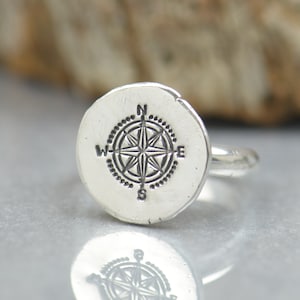 Sterling silver compass ring.Artisan handmade.Southwest arrow head.Indian,native jewelry.Compass north find your way