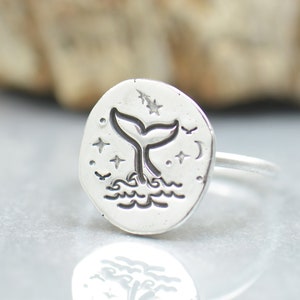 Sterling silver whale tail surf windsurf ring.Artisan handmade.Rings for men or women.nature mountain ring, adventure