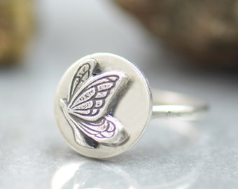 Sterling silver Butterfly ring.Halloween Ring. Cicada ring Mystery magic jewelry.Artisan handmade ring.Halloween jewelry.Moth.Insect Ring