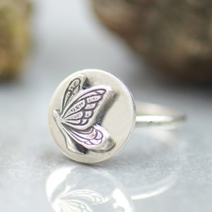 Sterling silver Butterfly ring.Halloween Ring. Cicada ring Mystery magic jewelry.Artisan handmade ring.Halloween jewelry.Moth.Insect Ring