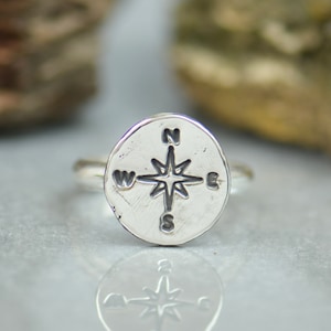 Sterling silver compass ring.Artisan handmade.Southwest arrow head.Indian,native jewelry.Compass north find your way