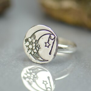 Sterling silver Moon ring.Artisan handmade.Rings men or women.nature ring, handmade spiritual.Neopaganism Goddess Spiritual ring