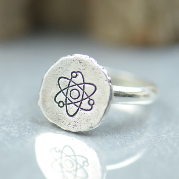 Sterling silver atom ring.Artisan handmade.Astronomy Astrophysicist Science Astrology Physics ring .mens ring Women ring