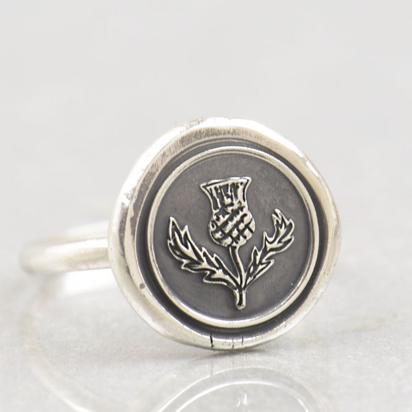 Sterling Silber Wachssiegel Schottische Distel Wachssiegel Ring