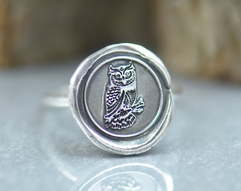 Sterling silver Owl ring.Insect Ring. Cicada ring Mystery magic jewelry.Artisan handmade ring.Halloween jewelry.Owl.Insect Ring