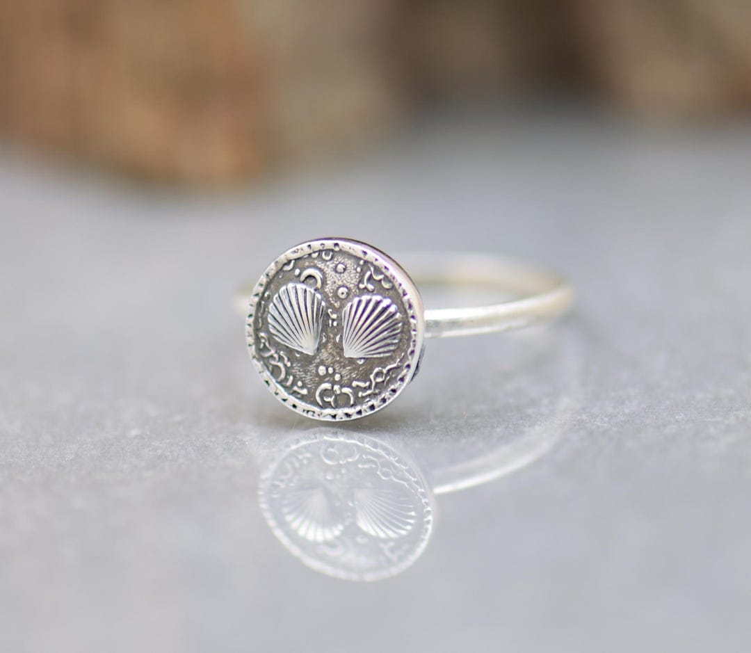 Silver Shell Ring Sterling Silver Shell Ring.sea Life Ring. Ocean Ring Mystery Magic ...