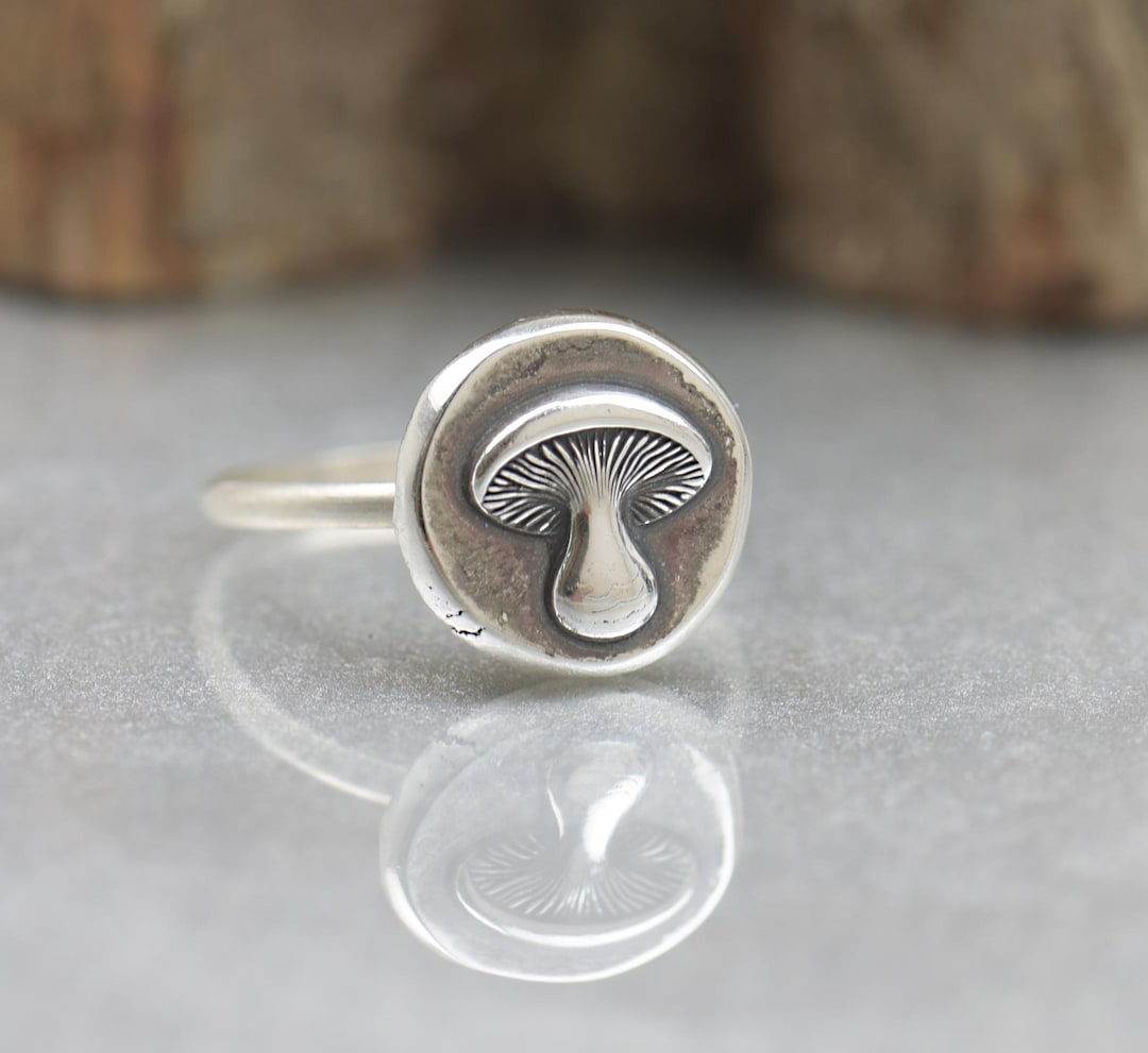 Sterling Silver Mushroom And Snail Ring artisan Handmade rings For Men sterling-silver-mushroom-and-snail-ring-artisan-handmade-rings-for-men