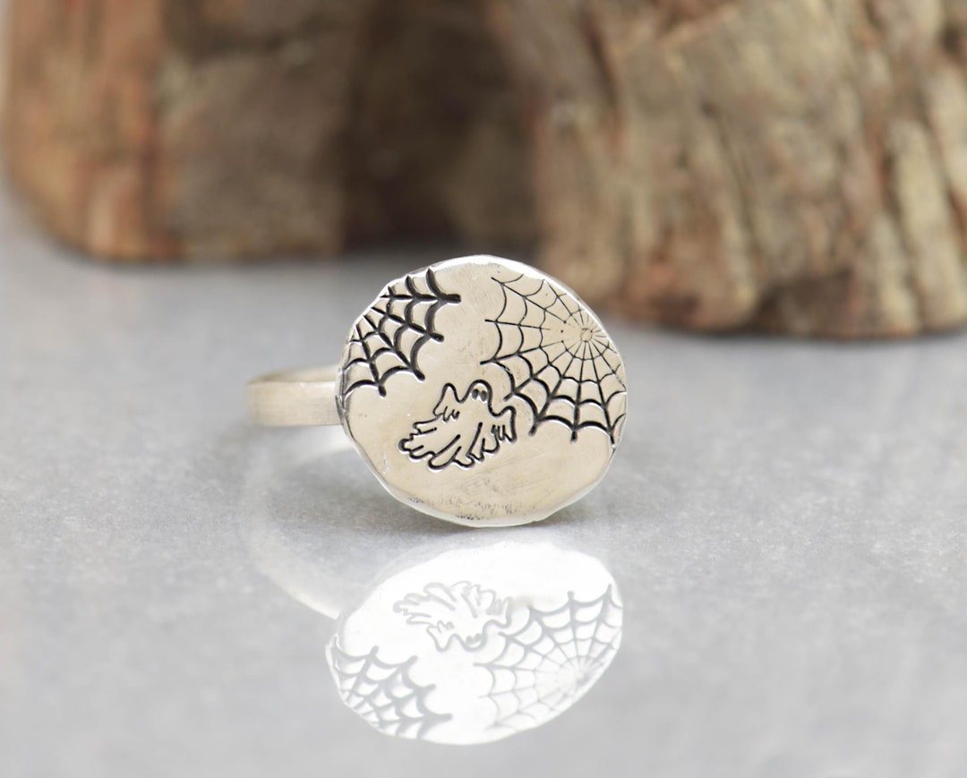 Sterling Silver Ghost Ring.halloween Ring. Pumpkin Ring Mystery Magic ...