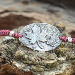 Ahornblatt und Schmetterling Sterling Silber Armband,handgefertigte Armband