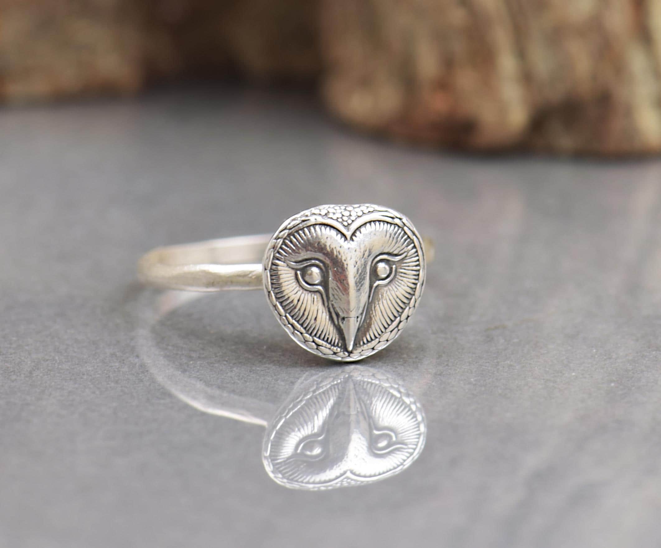 Sterling silver Owl ring.Insect Ring. Cicada ring Mystery magic jewelry.Artisan handmade ring.Hallow