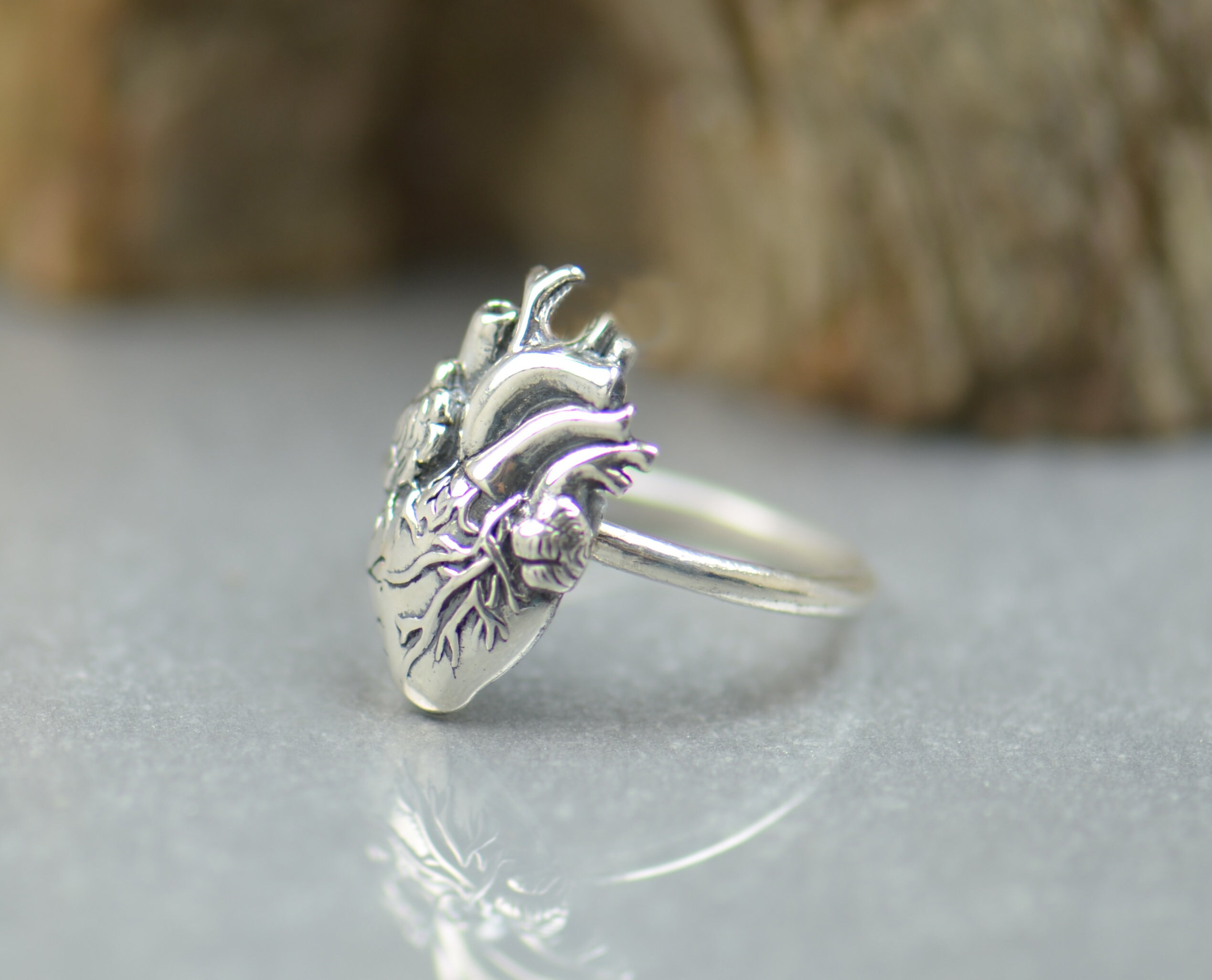 Sterling Silver Anatomical Heart Ring Medical Students Nurse Doctor for ...