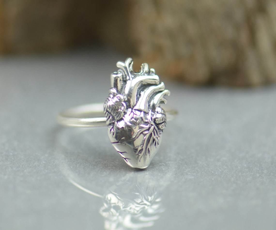 Sterling Silver Anatomical Heart Ring Medical Students Nurse Doctor for ...