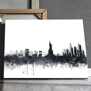 New York Print New York City Skyline New York Wall Art Navy Etsy